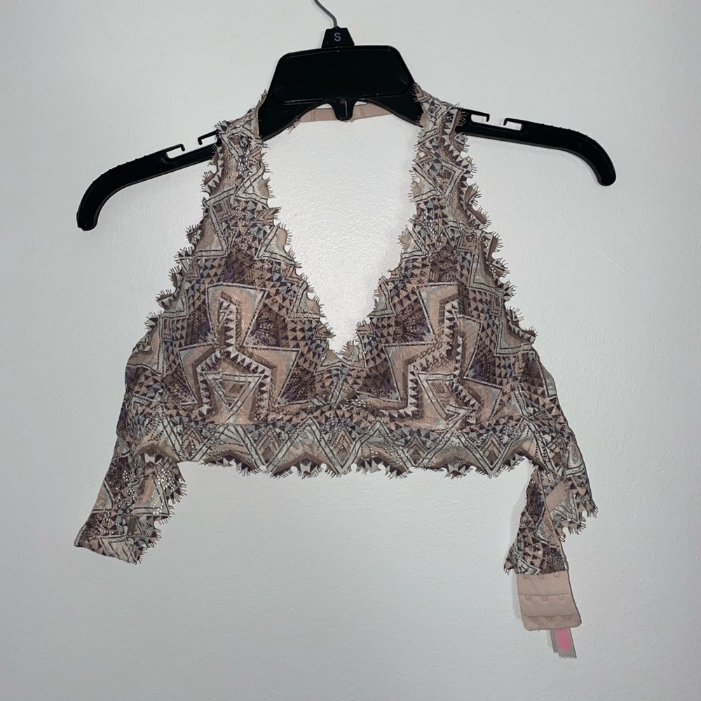 PINK/VS (Pink & Tan) Aztec Halter Bralette
